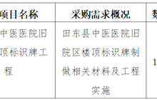 田東縣中醫(yī)醫(yī)院舊院區(qū)樓頂標(biāo)識(shí)牌工程院內(nèi)詢價(jià)采購公告